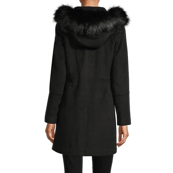 LONDON FOG COLLECTION Faux Fur-Trimmed Wool-Blend Jacket - Picture 2 of 8